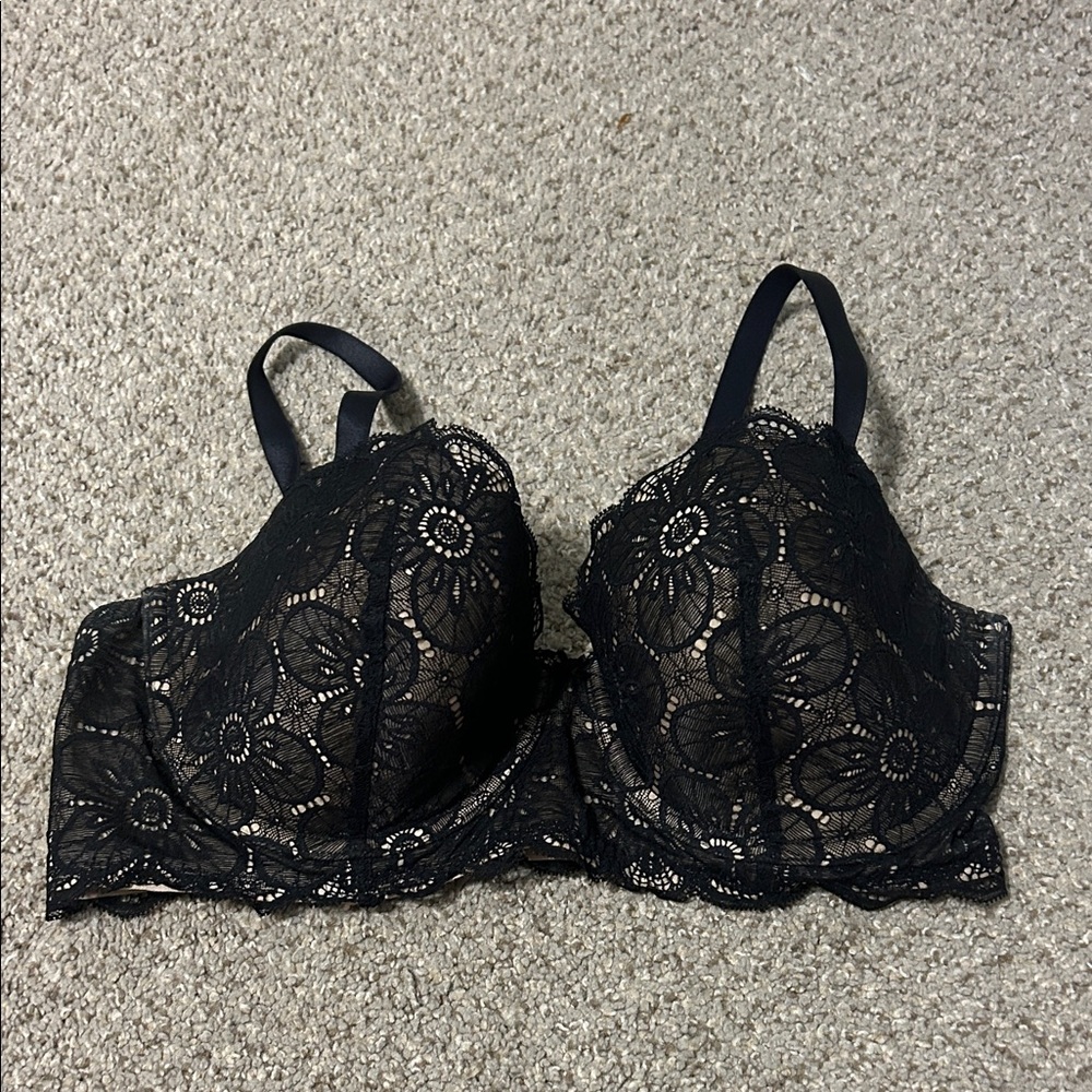 aerie Black Floral Lace Underwire Bra